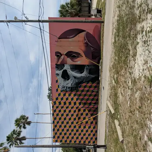 picture turned on its side of right-sided graffiti